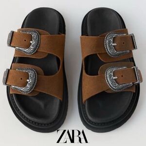 NWT ZARA LEATHER SANDALS SIZE 33